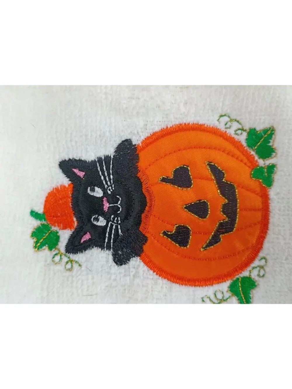 Serafina Home Halloween Embroidered Cotton Hand Towels With Black Cat & Witch De